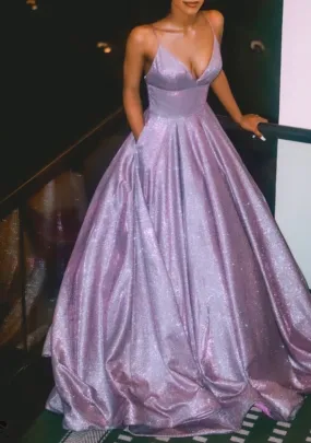 A line prom evening dress ,purple fashion gown