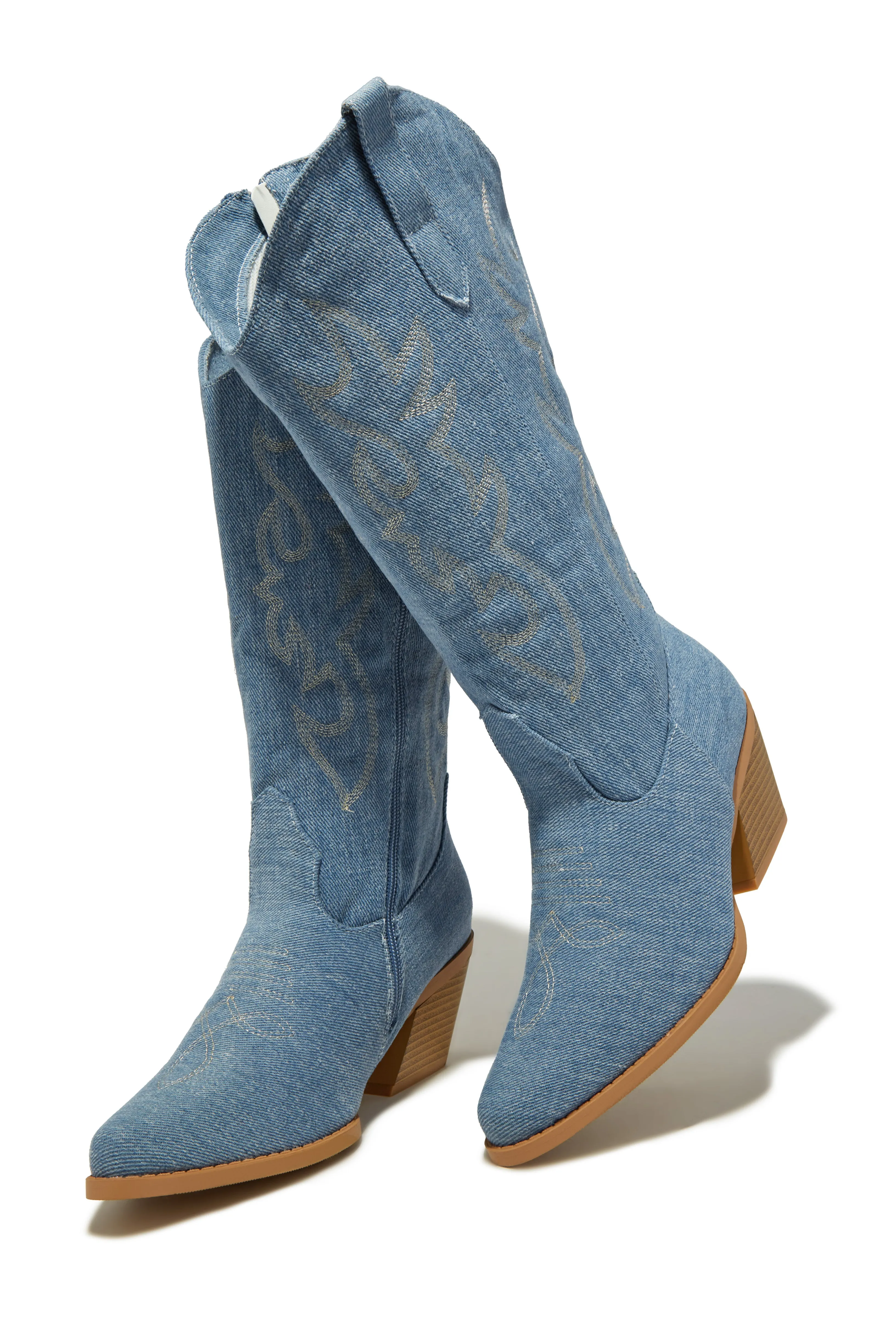 Abby Cowgirl Boots - Denim