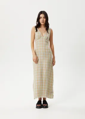 AFENDS Womens Kali - Hemp Maxi Dress - Pistachio Check