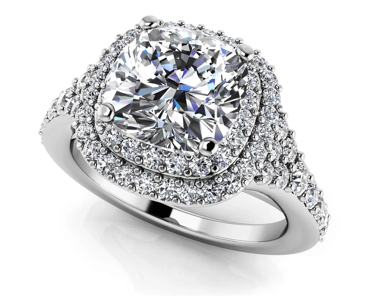 Andrea Love Cushion Cut Lab-Grown Diamond Engagement Ring with 1.06 ct. (0.50 ct. center diamond)