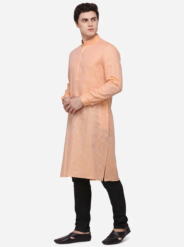 Apricot Orange Solid Regular Fit Modi Kurta | JadeBlue