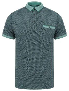 Artillery Cotton Jacquard Polo Shirt with Chest Pocket In River Green - Kensington Eastside