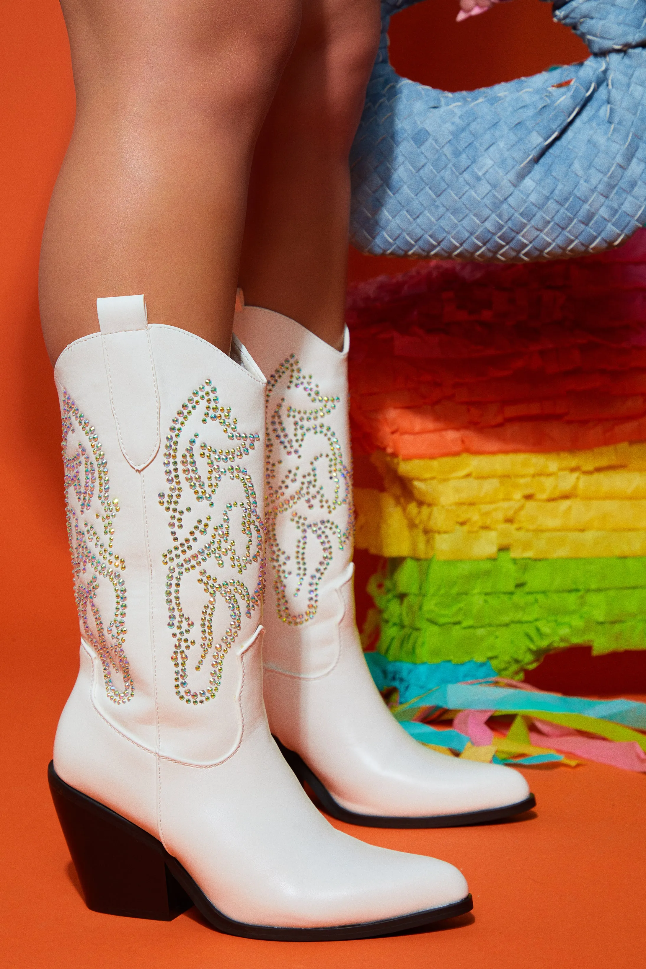 Best In The West Embellished Cowgirl Boots - White