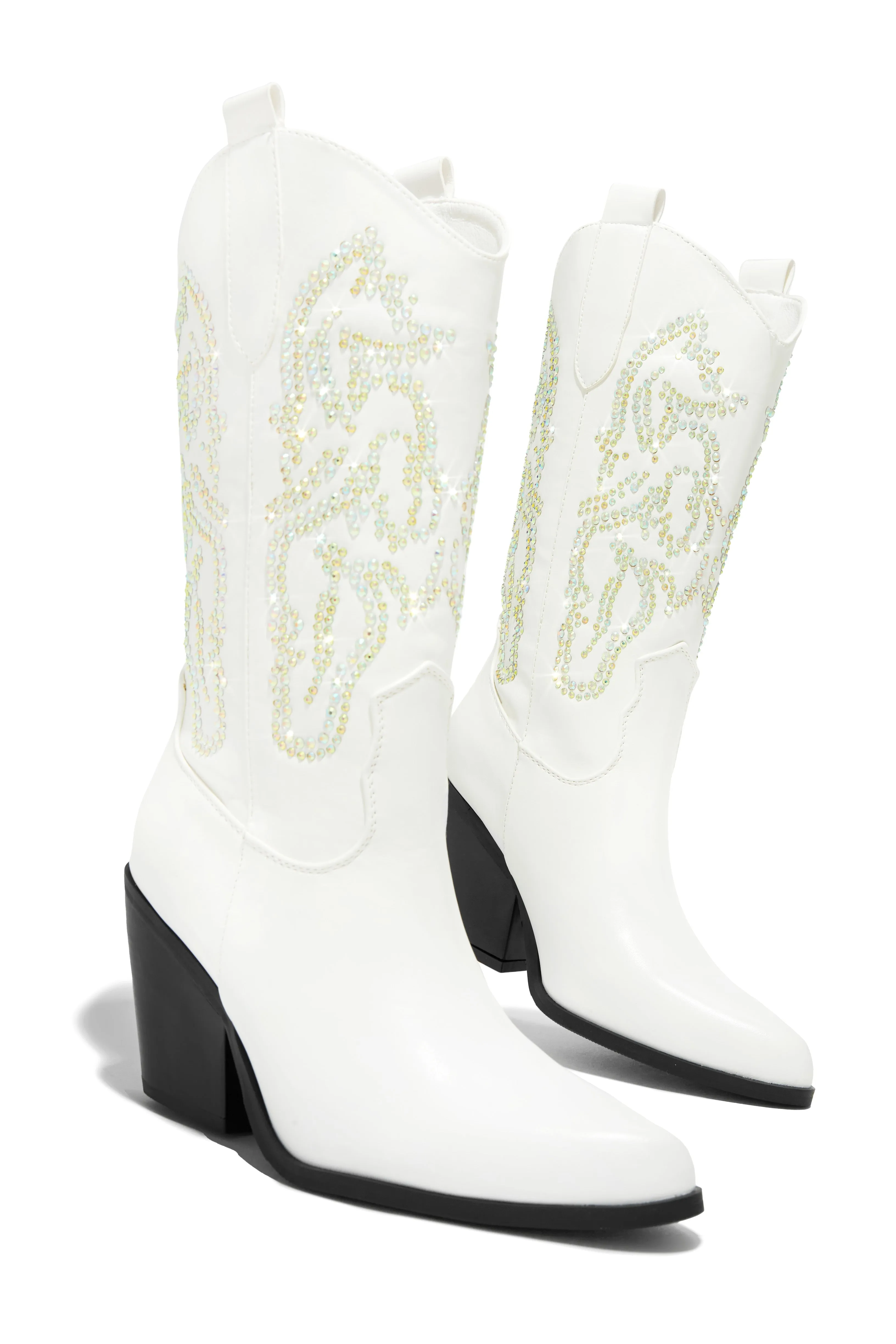 Best In The West Embellished Cowgirl Boots - White