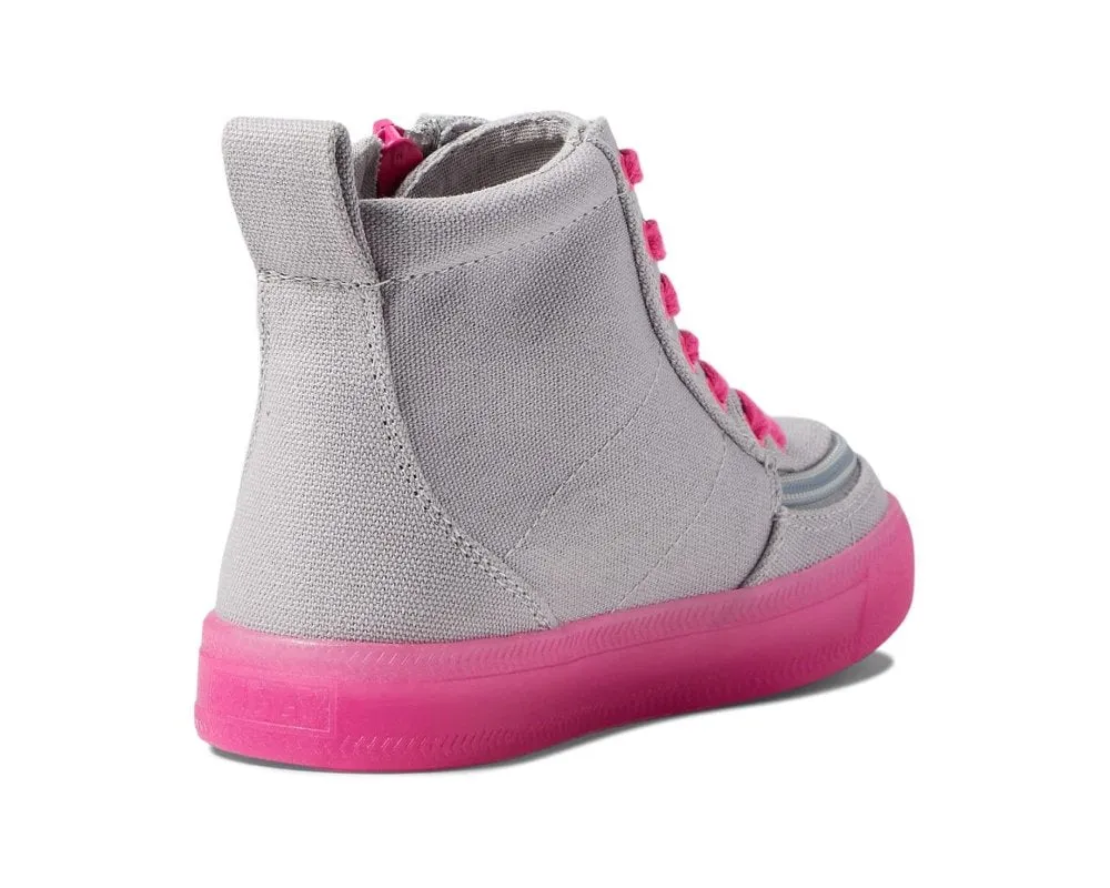 Billy Kids Classic Lace High Tops - Grey/Pink