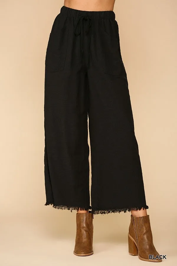 Black Frayed Wide Leg Pants