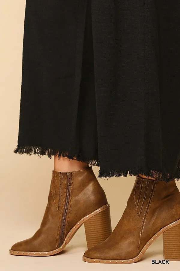 Black Frayed Wide Leg Pants