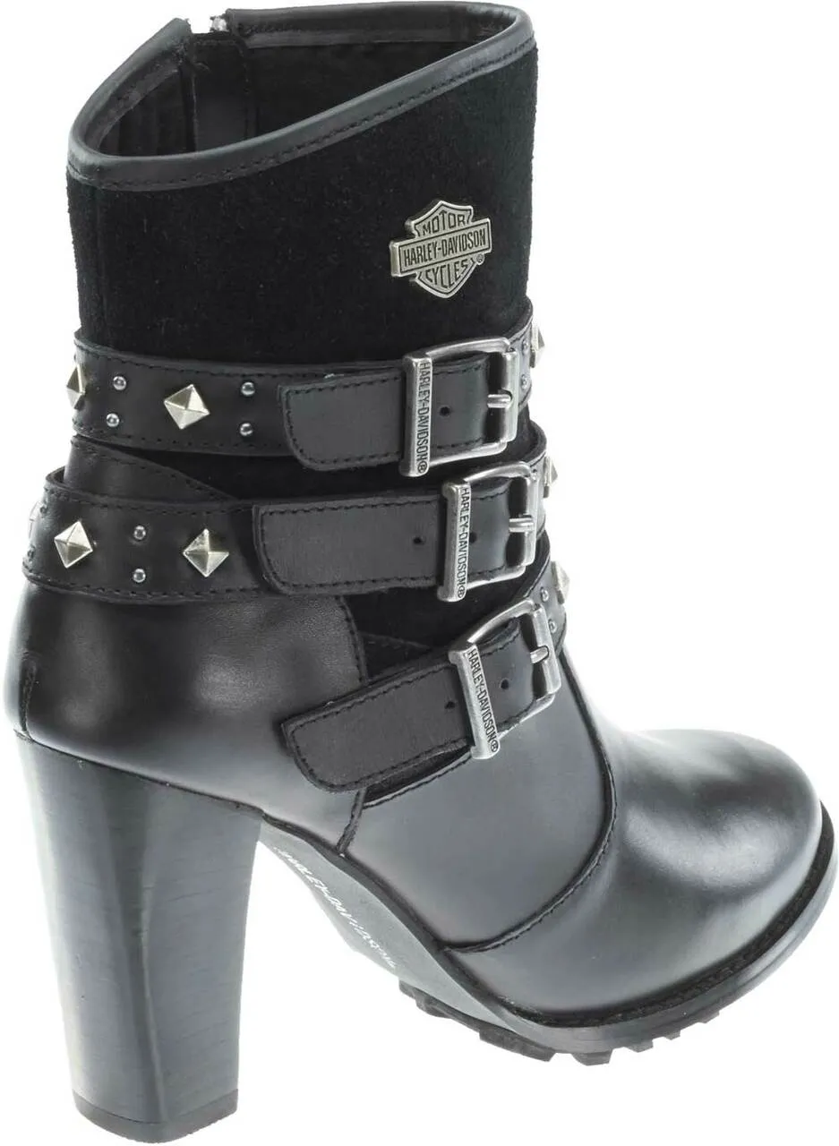 Black Leather 3.5" Heel "Abbey" Ankle Boot