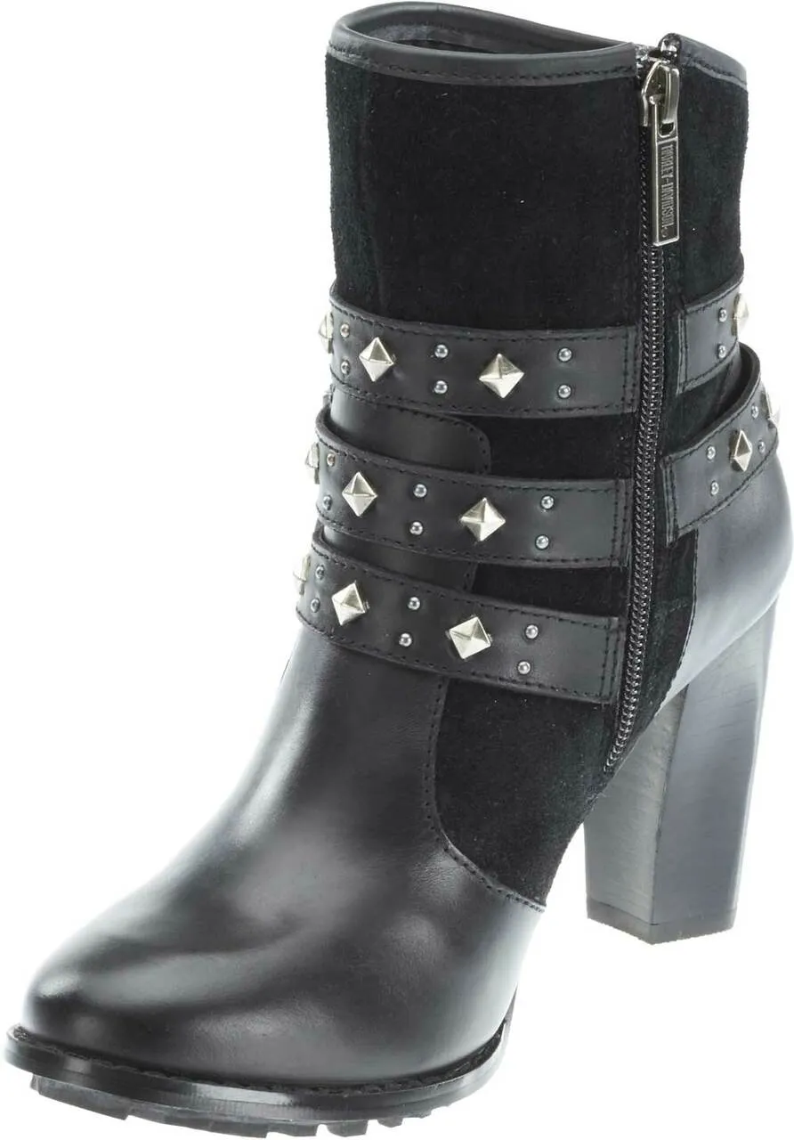 Black Leather 3.5" Heel "Abbey" Ankle Boot