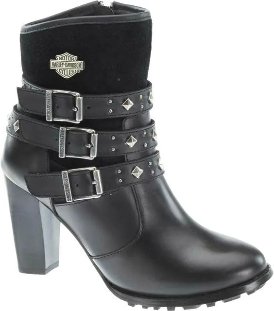 Black Leather 3.5" Heel "Abbey" Ankle Boot