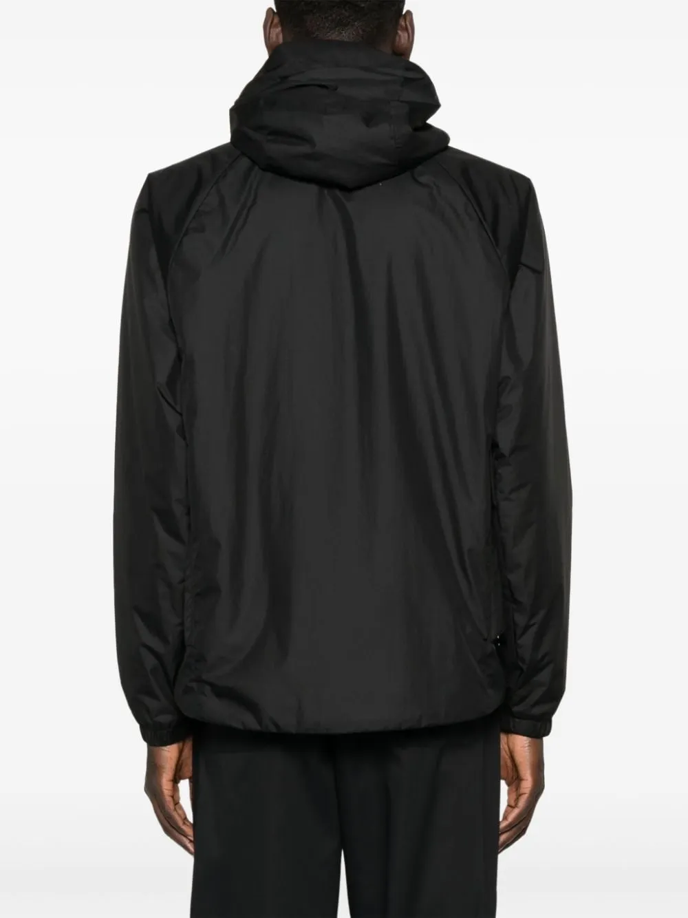 BLACK RIPSTOP TEXTURE PADDED DESIGN CLASSIC HOOD COAT