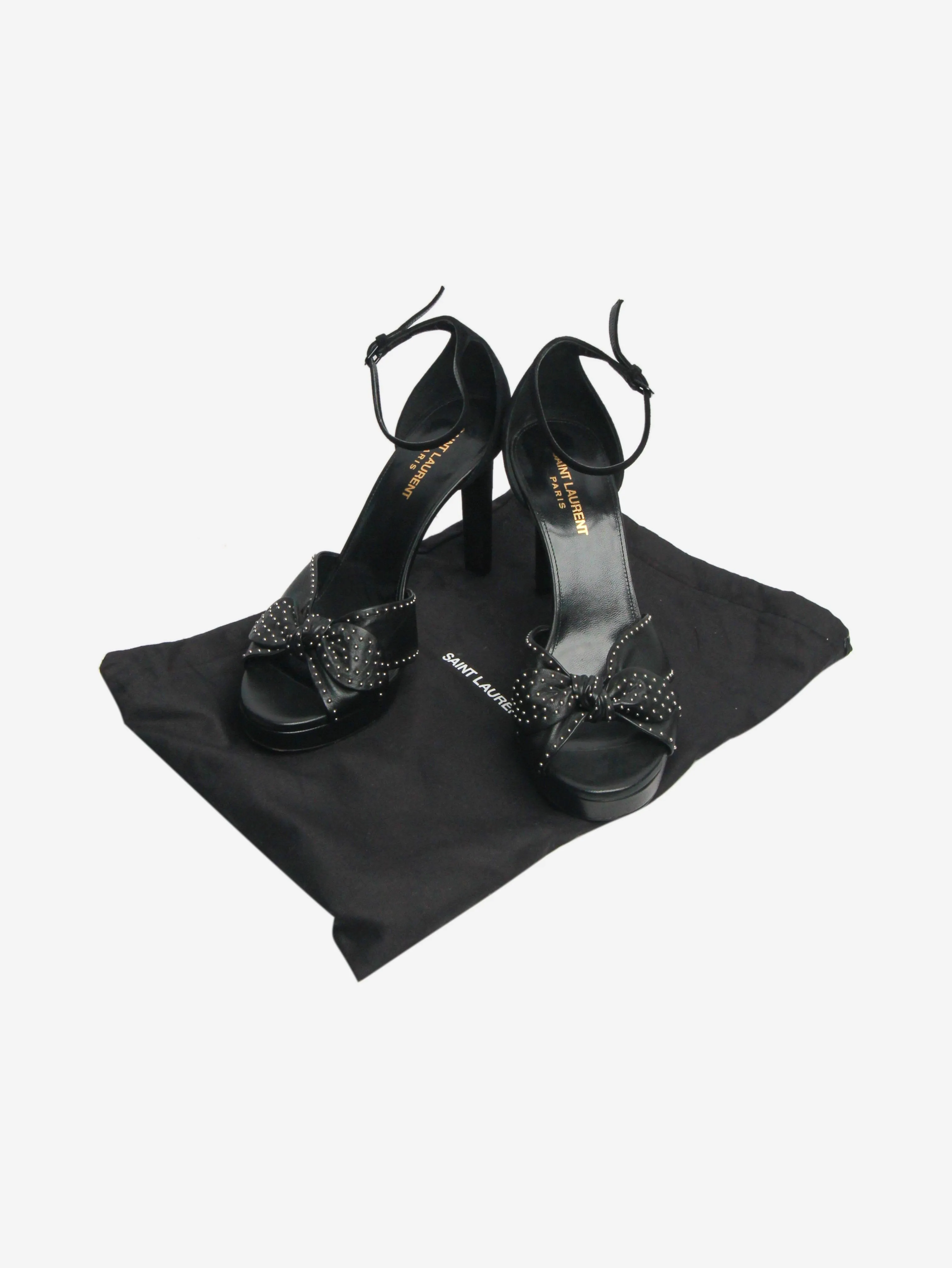 Black studded suede and leather sandals - size EU 38.5