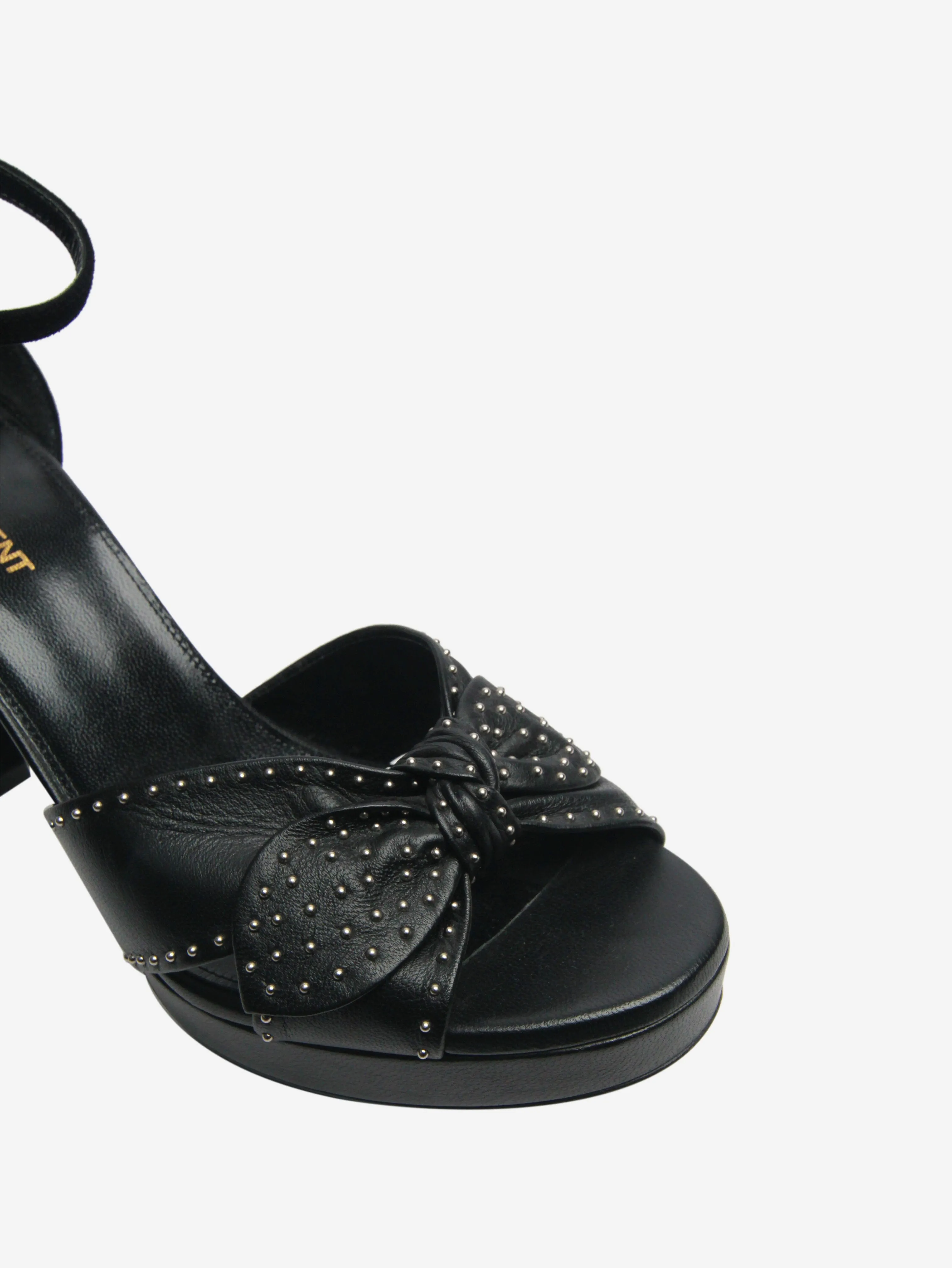 Black studded suede and leather sandals - size EU 38.5