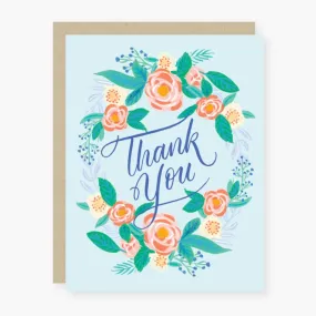 Blue Floral Thank You Card