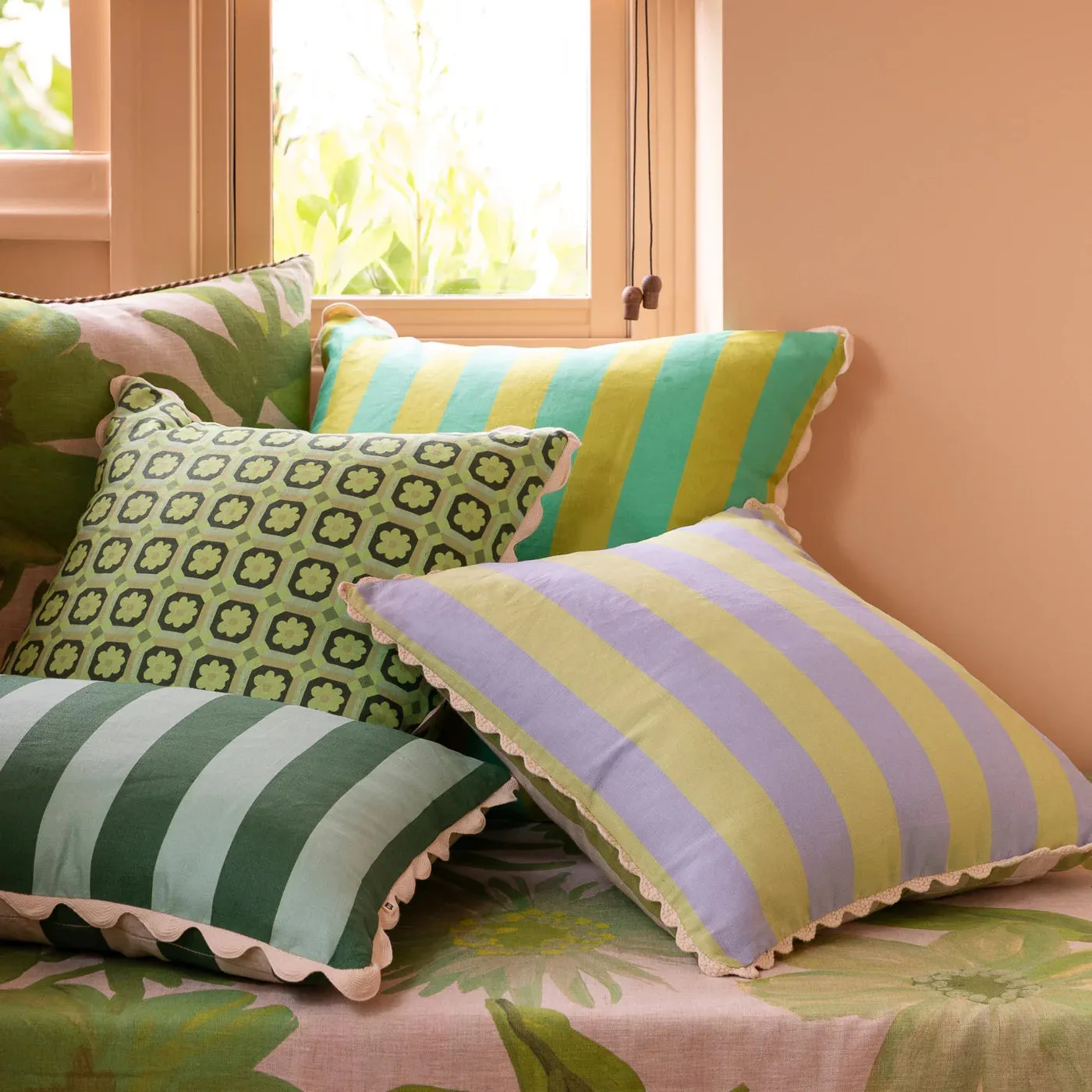 Bold Stripe Blue Lime Cushion