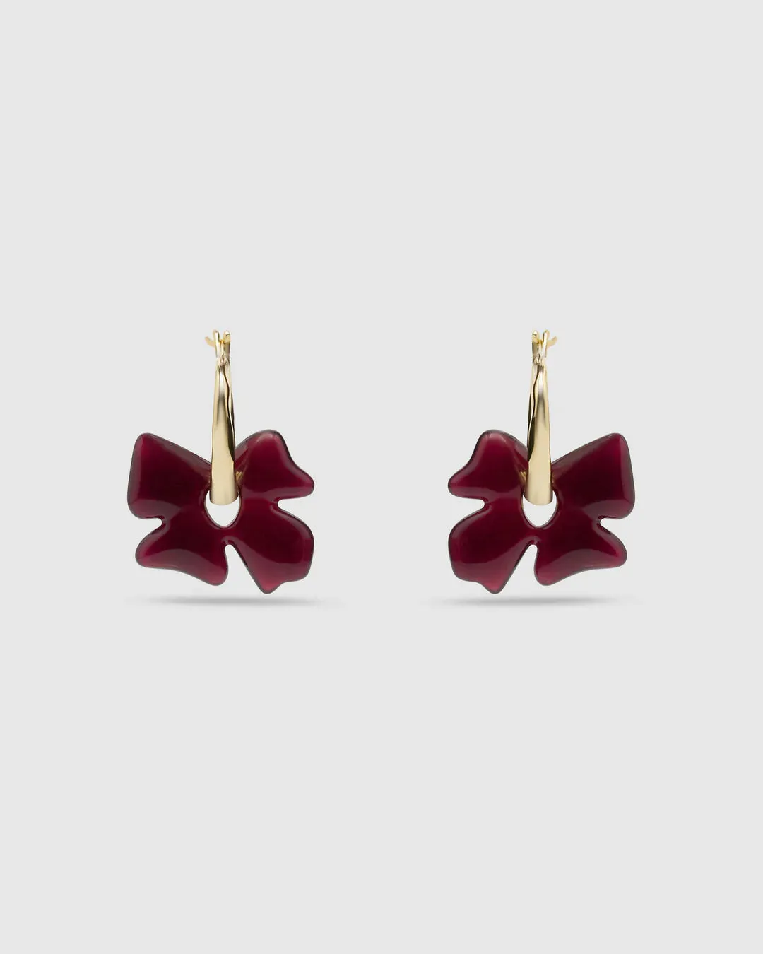 Brie Leon - Glass Flower Hoops - Gold/Plum