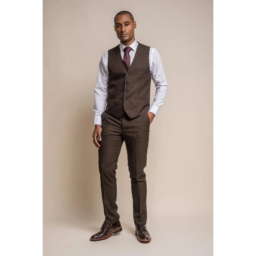 Caridi - Men's Tweed Brown Waistcoat