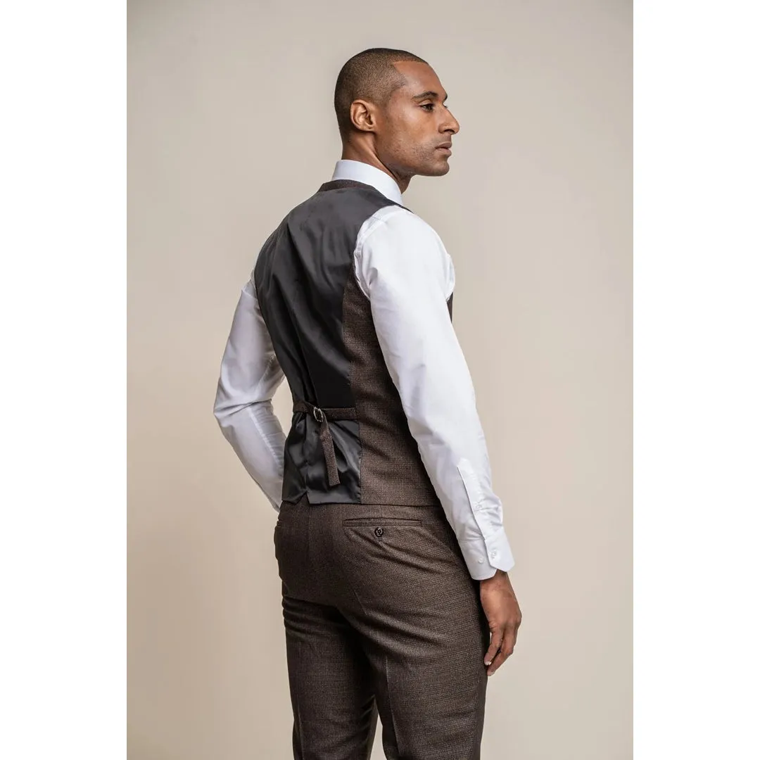 Caridi - Men's Tweed Brown Waistcoat