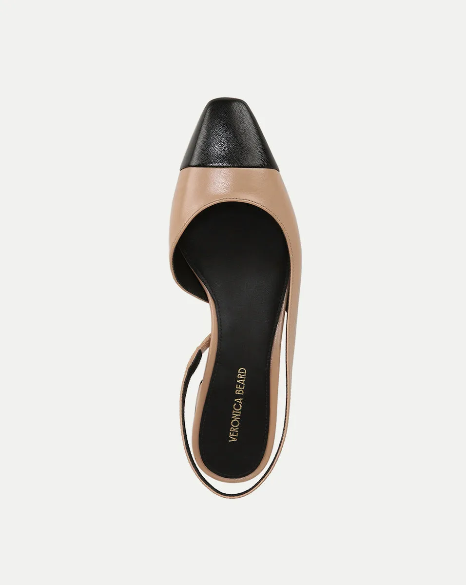 Cecile Leather Cap-Toe Slingback