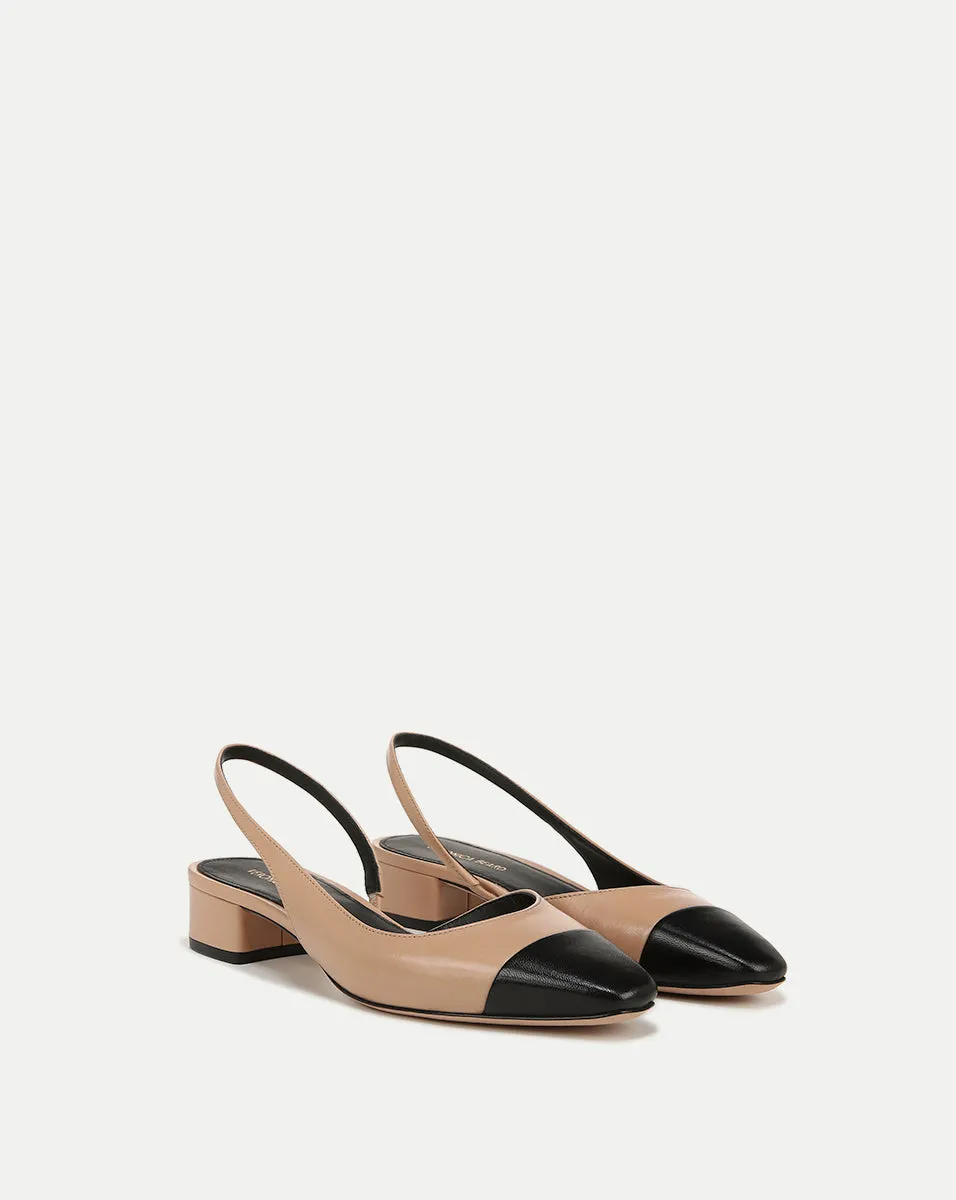 Cecile Leather Cap-Toe Slingback