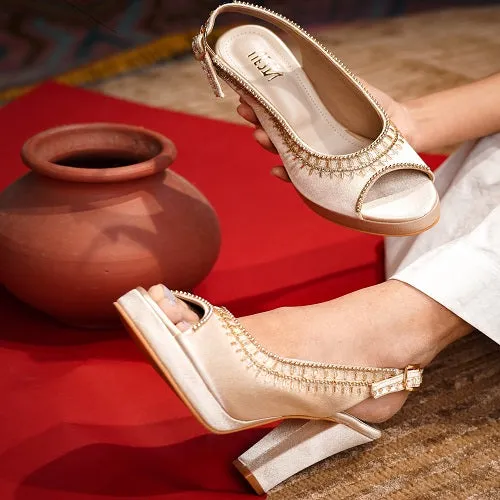 Chaap (hand embroidered blocks heels)