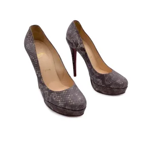 Christian Louboutin Taupe Leather Bianca Platform Pumps Heels Size 38.5