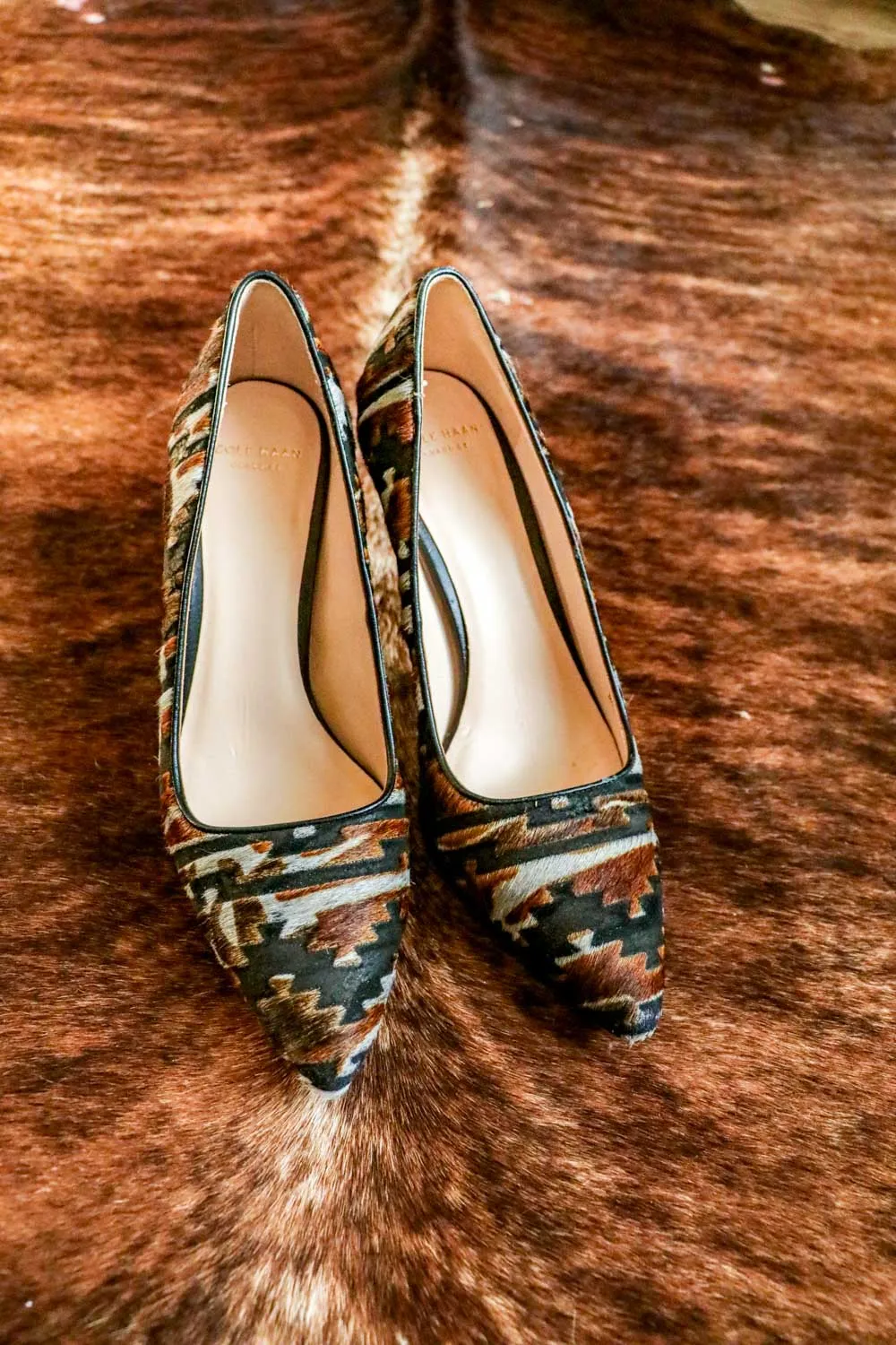 Cow Hide Southwest Print Heels