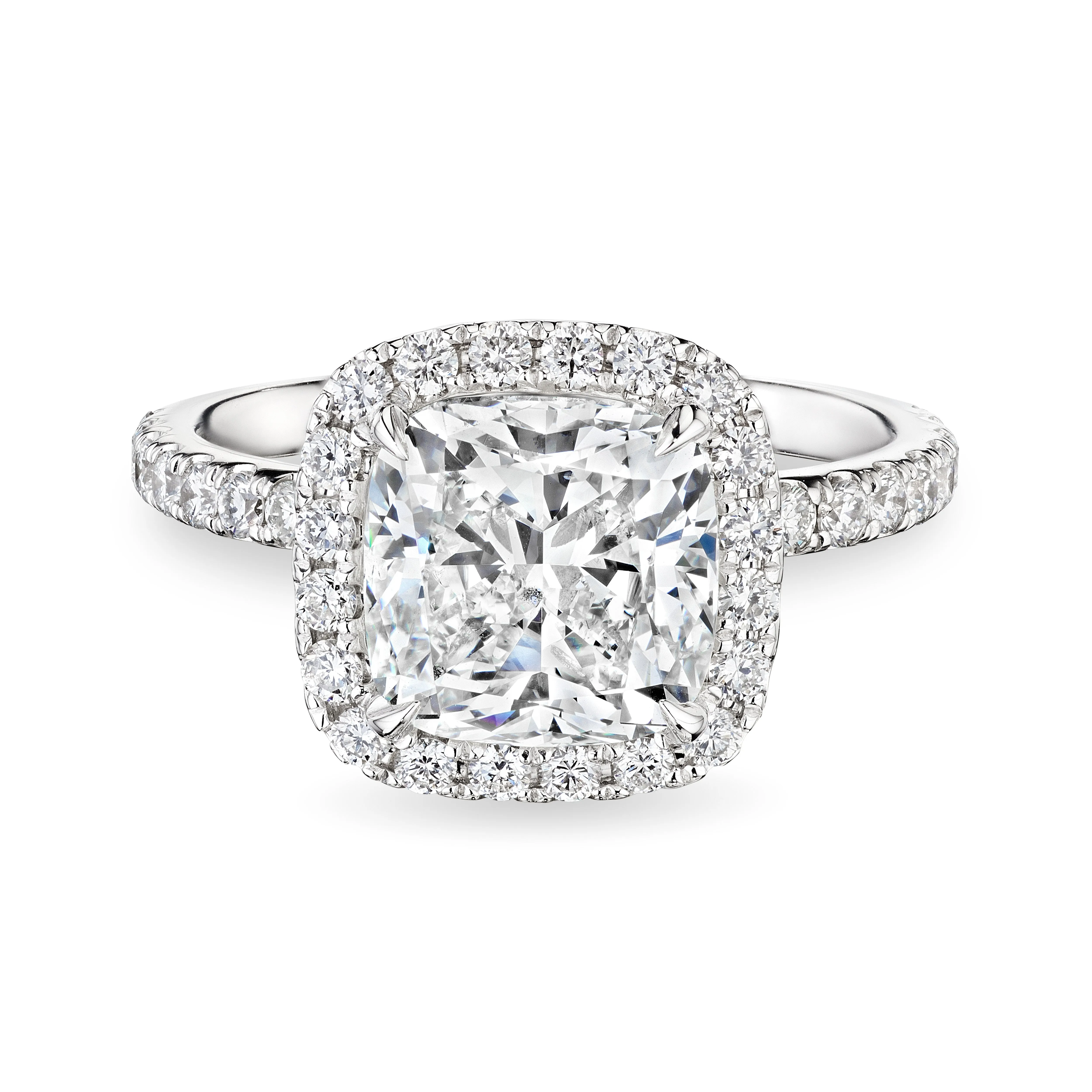 Cushion Cut Diamond Ring with Halo, 3 CT