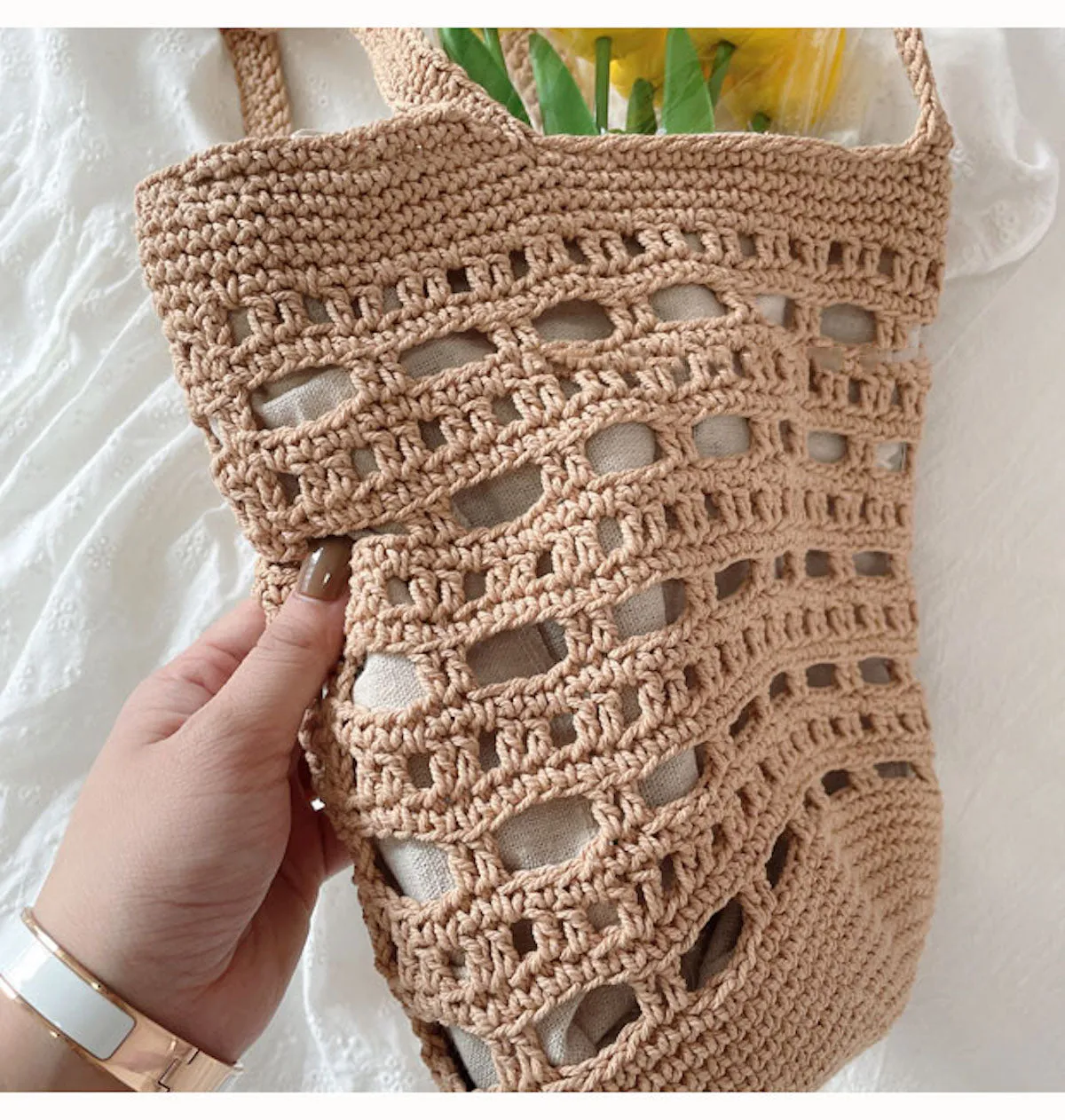 Elena Handbags Artsy Crochet Bucket Bag