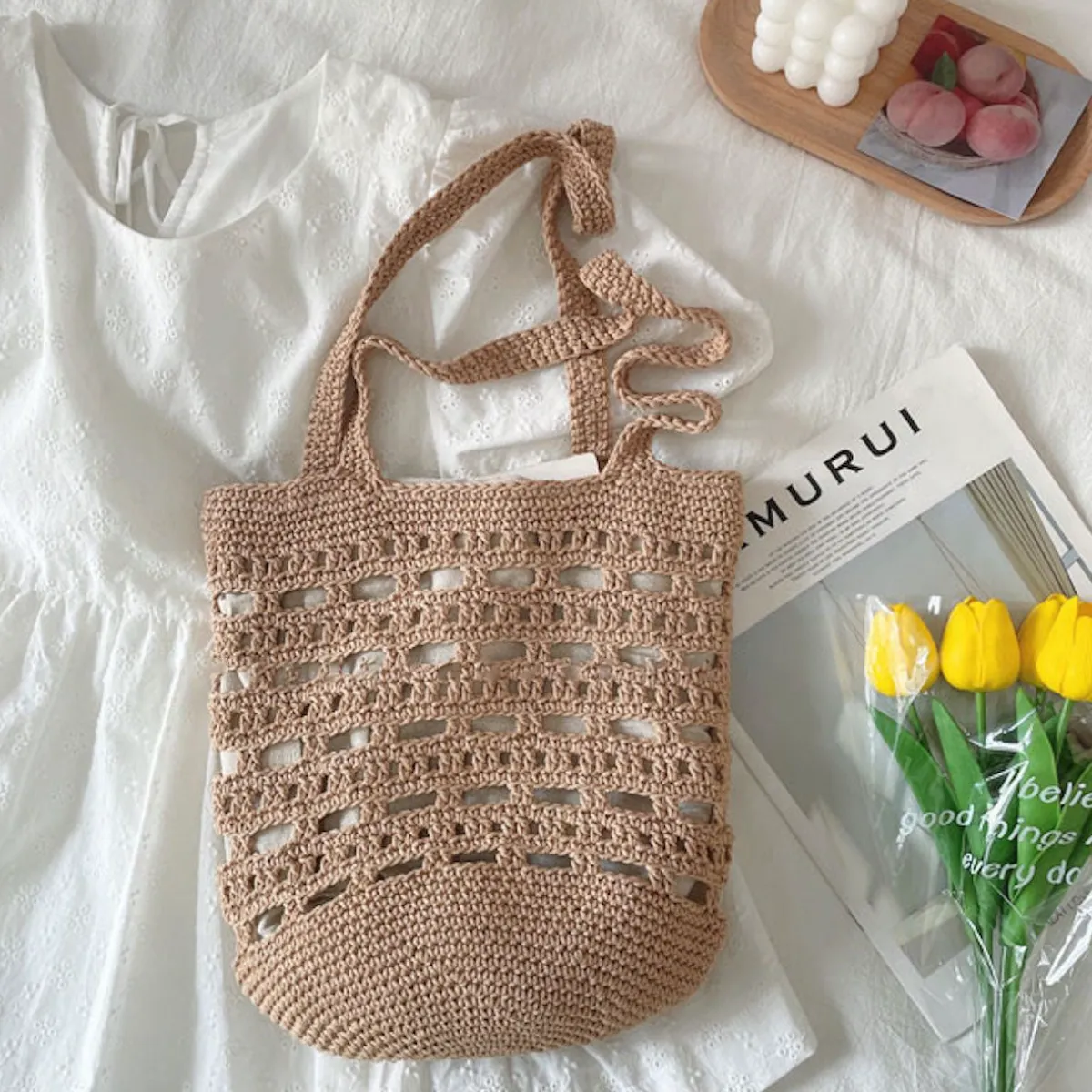 Elena Handbags Artsy Crochet Bucket Bag