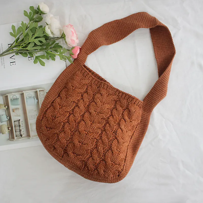 Elena Handbags Knit Patterned Cotton Shoulder Bag