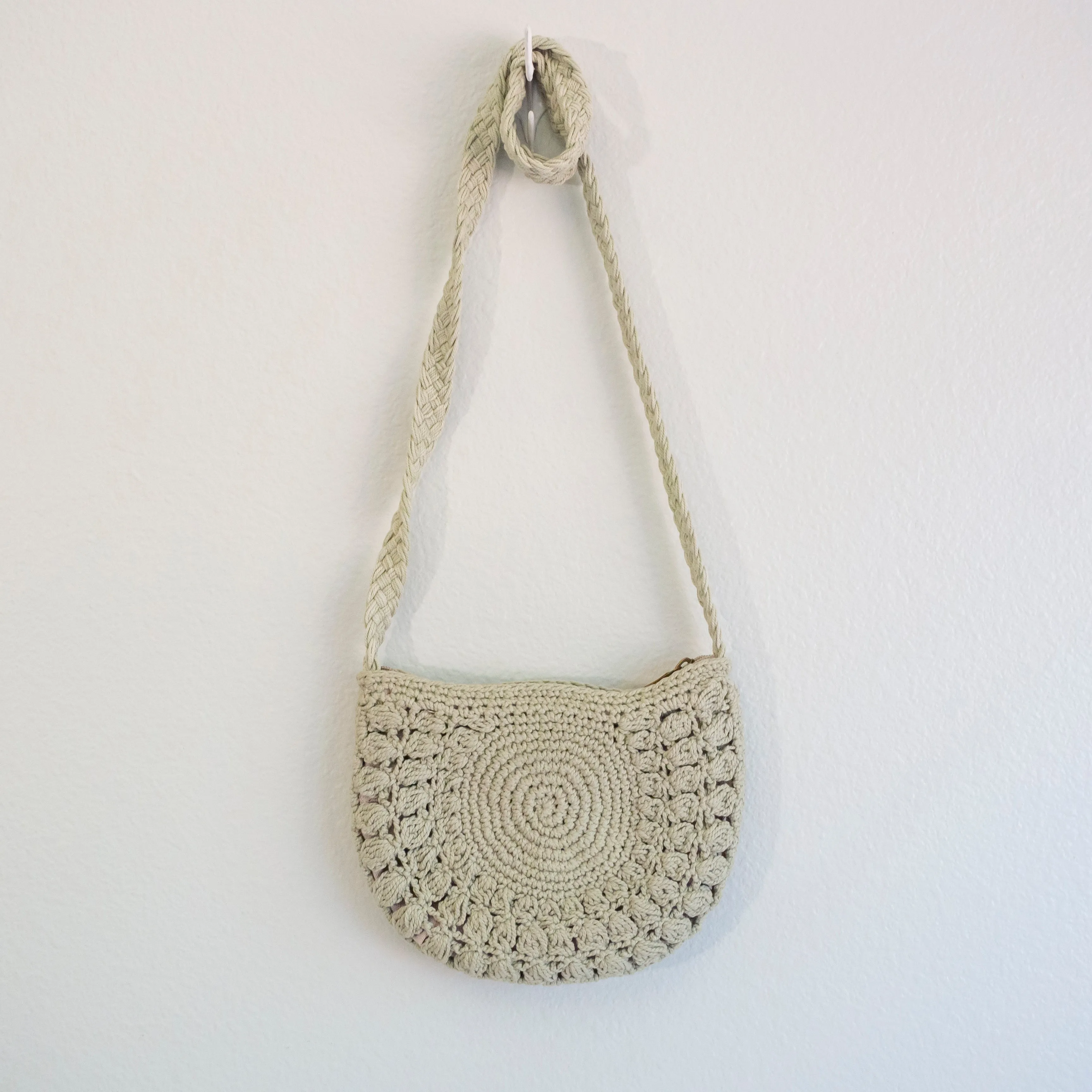 Elena Handbags Small Boho Cotton Knitted Shoulder Bag