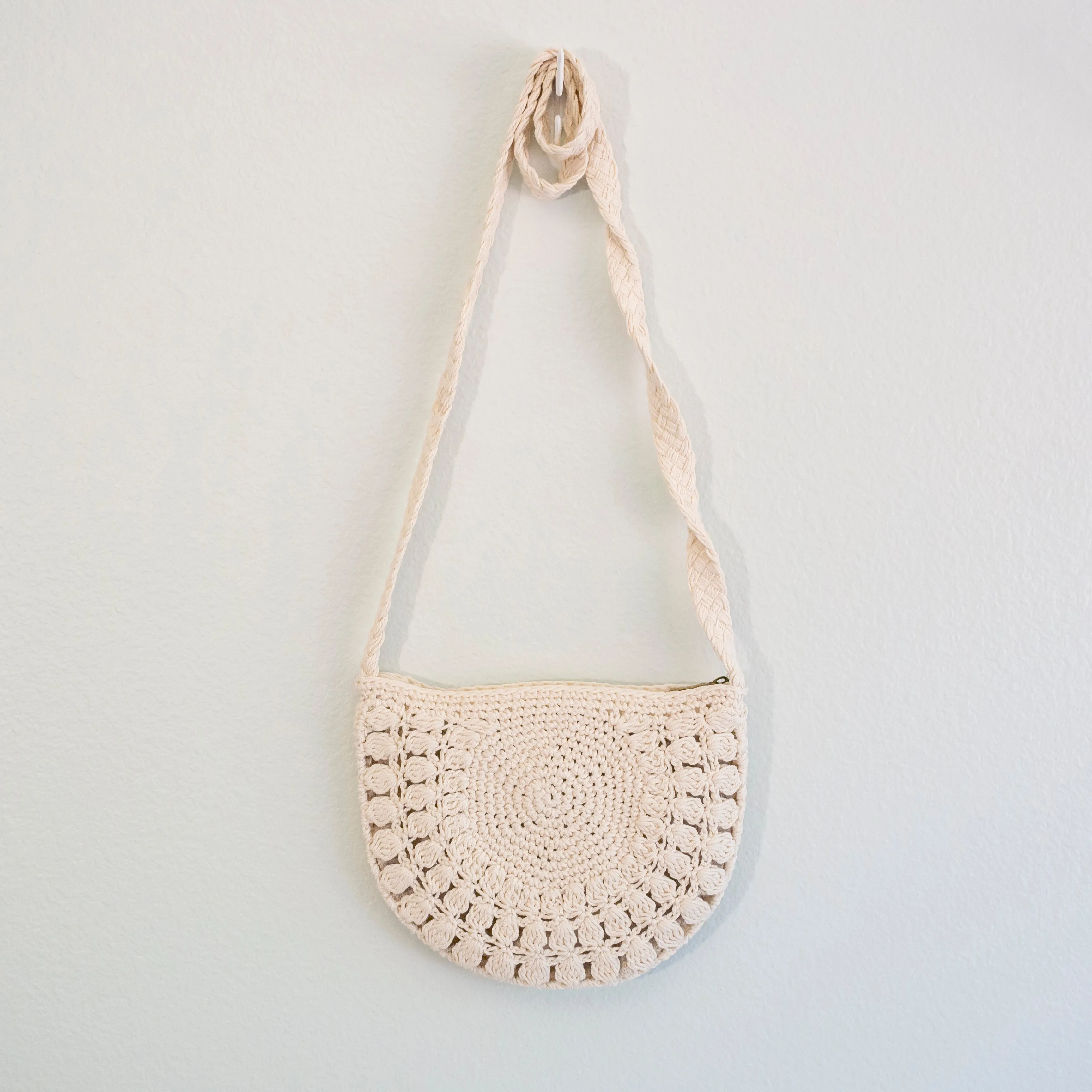 Elena Handbags Small Boho Cotton Knitted Shoulder Bag