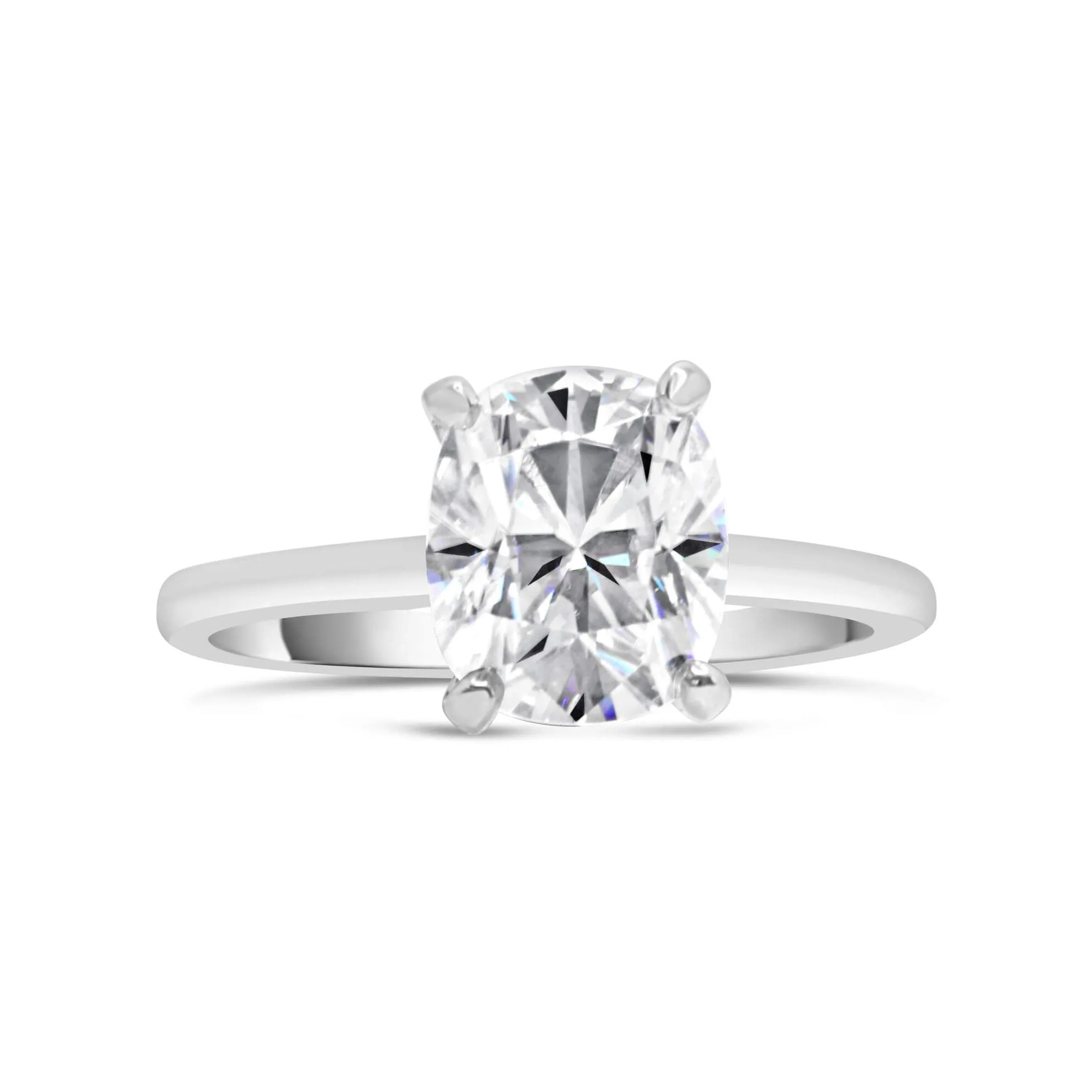 Elongated Cushion Moissanite Solitaire Engagement Ring