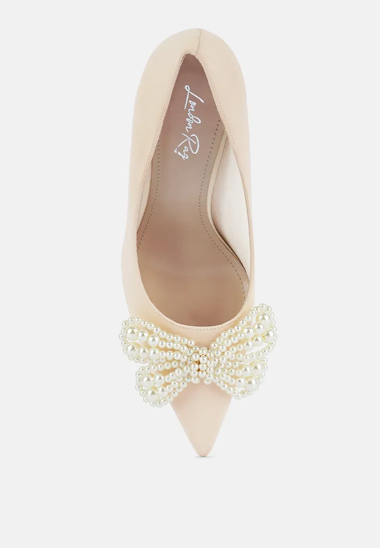 Encon Pearl Embellished Micro Suede Pumps