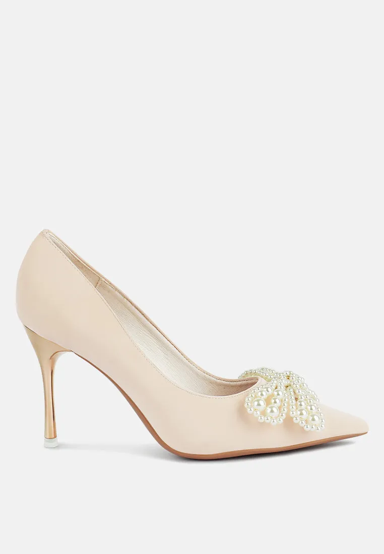 Encon Pearl Embellished Micro Suede Pumps