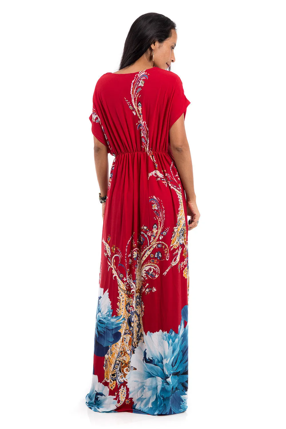 Floral dress - Red maxi dress with flower print