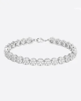 FLOWER TENNIS BRACELET. - 8MM WHITE GOLD