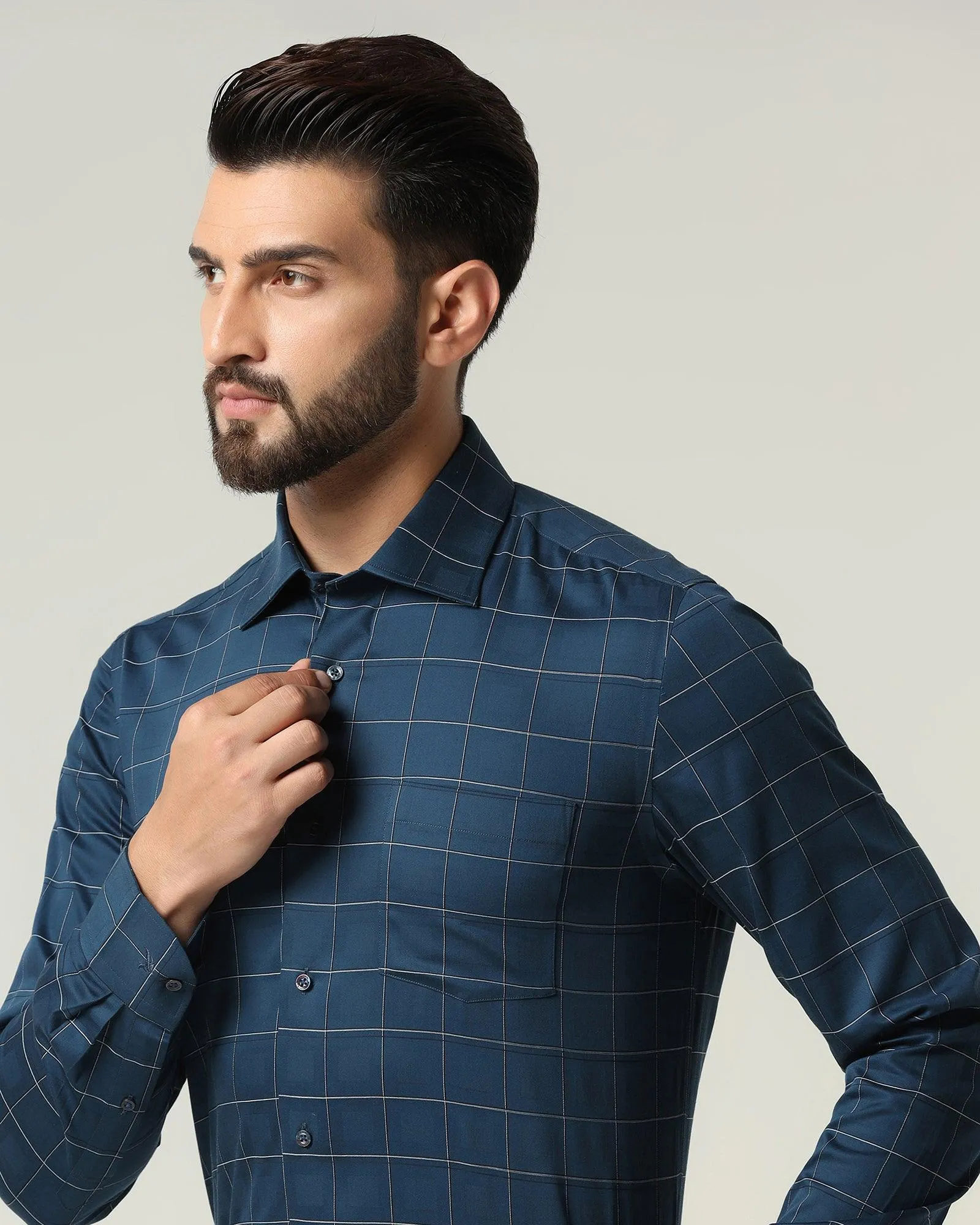 Formal Navy Check Shirt - Raul