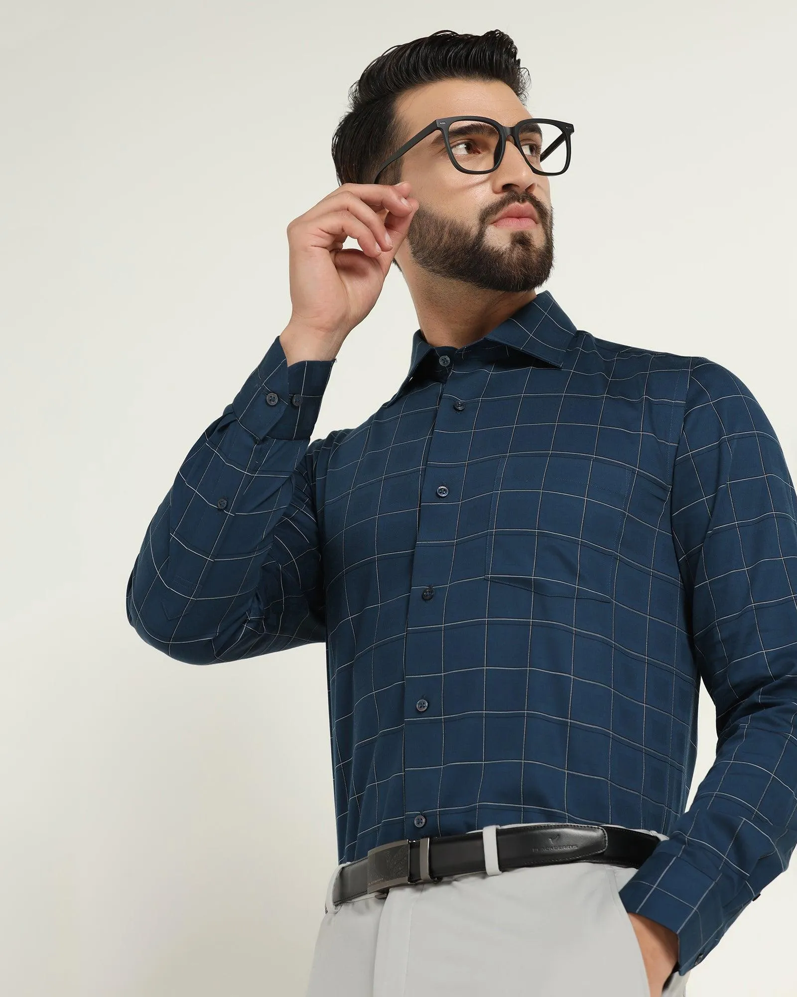 Formal Navy Check Shirt - Raul