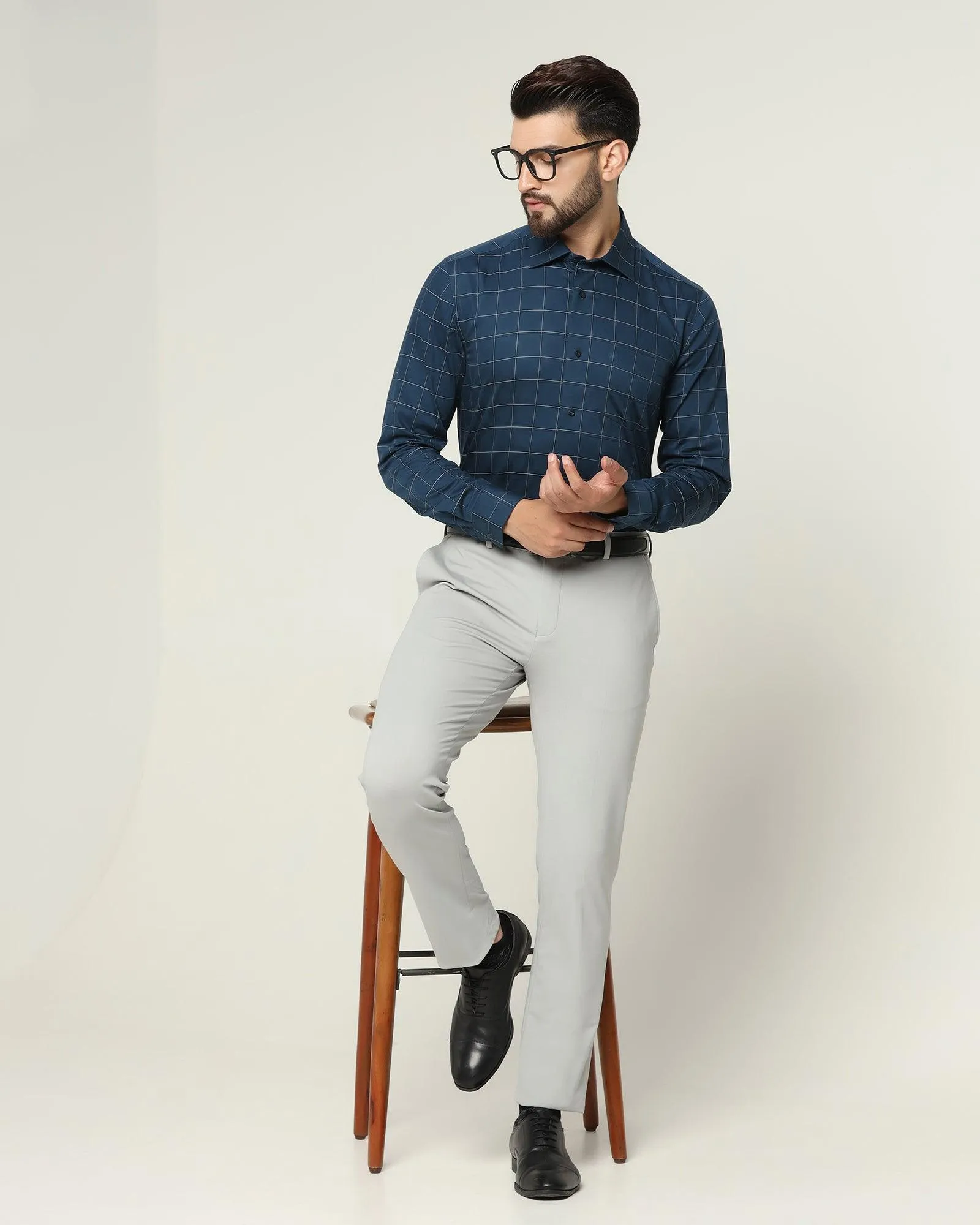 Formal Navy Check Shirt - Raul