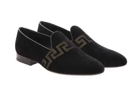 Formal Velvet Tuxedo Shoes Greek Key Velvet Pump