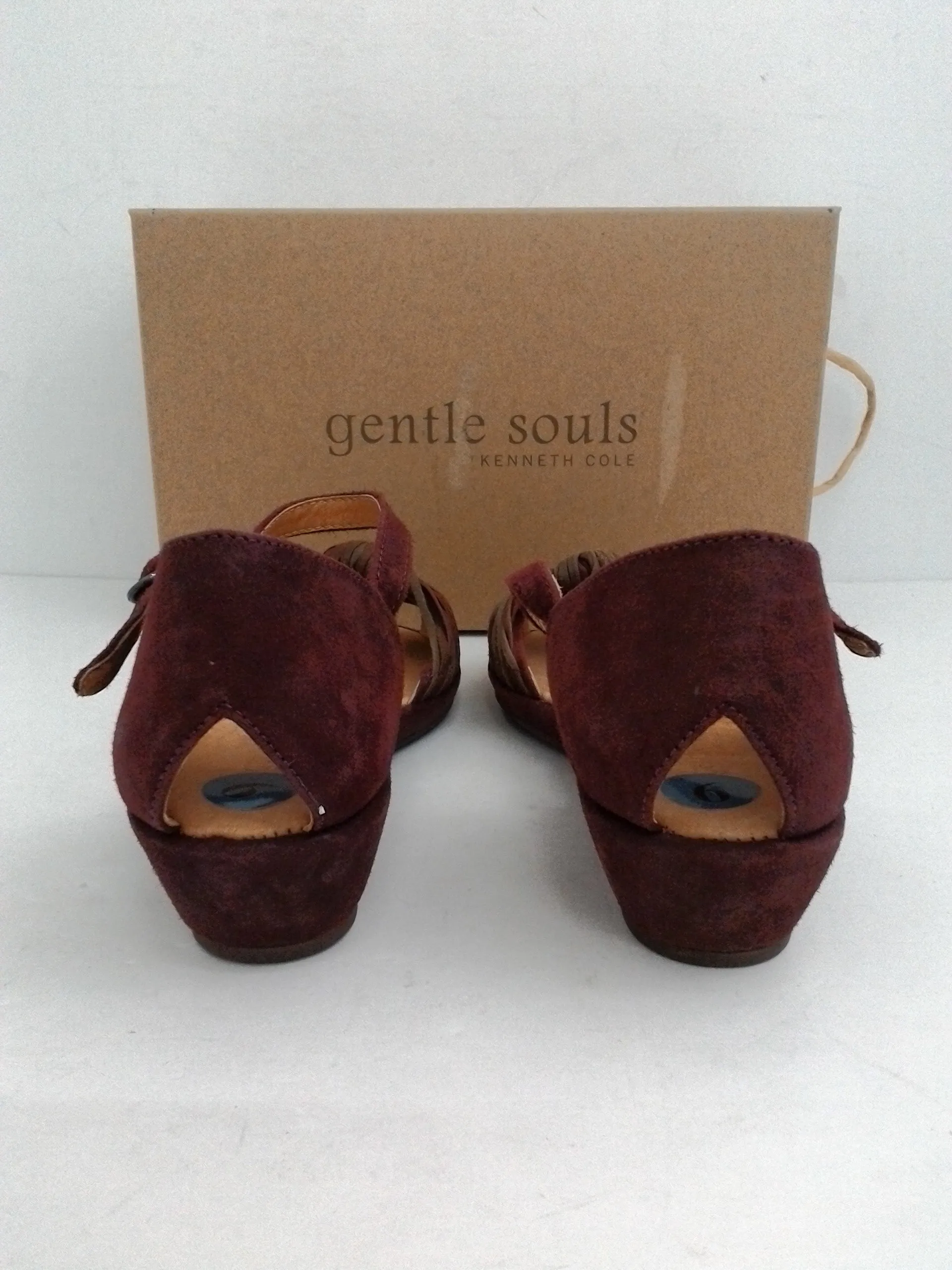 Gentle Souls By Kenneth Cole Women's Lily Knot Sandal Burgundy Suede Size 9