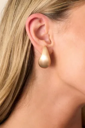 Gleaming Teardrops Matte Gold Earrings