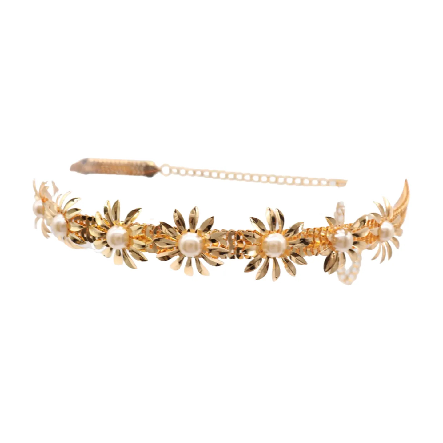 Gold Metal Waistband Fashion Belt Flower Charms S M