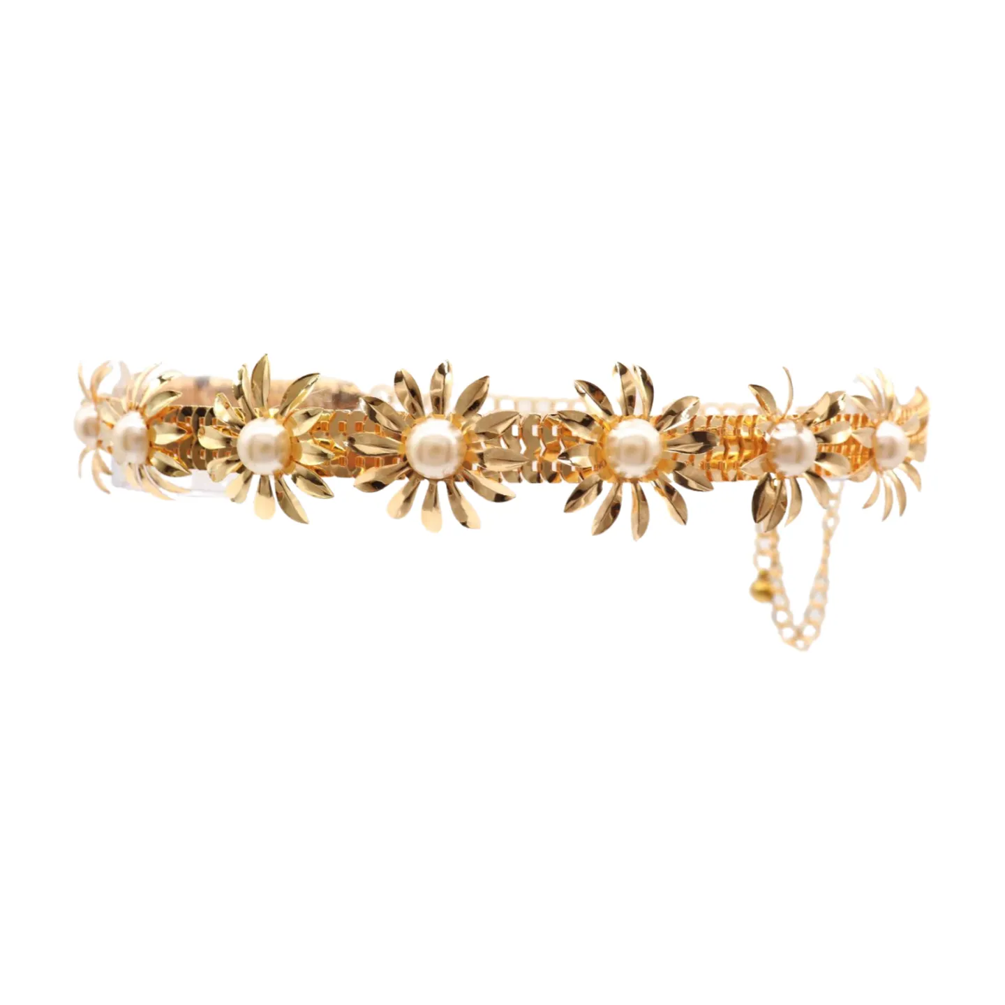 Gold Metal Waistband Fashion Belt Flower Charms S M