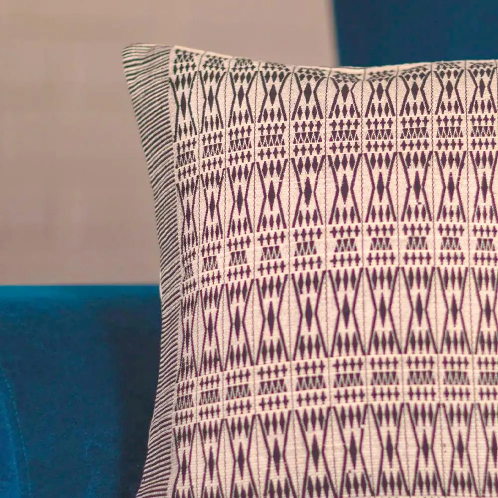 Grey & Off-White Handwoven Tribe Inspired Cushion Cover