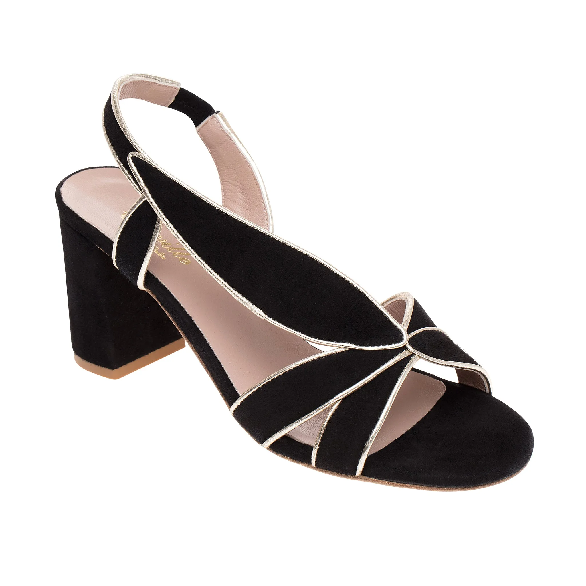 Ines Open Toe Block Heel Sandal - Black