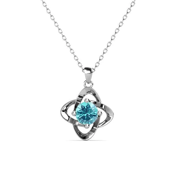 Infinity 18k White Gold Plated Birthstone Flower Necklace with Simulated Diamond Crystals