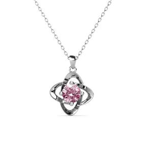 Infinity October Birthstone Pink Tourmaline Necklace, 18k White Gold Plated Silver Birthstone Crystal Necklace